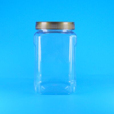 PET square shape clear Brown Lid plastic Food Grade cookies Badam Dried fruit Jar