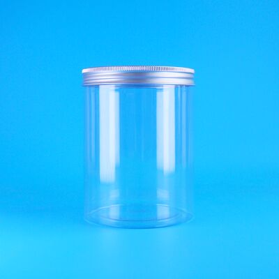 Bpa Free Wide Mouth Chocolate Candy Cookies Round Transparent PET Jar Screw Lid
