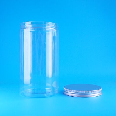 Clear Food Grade Dried Fruit Crispy Peanuts Bear Biscuit Round PET Jars Screw Caps