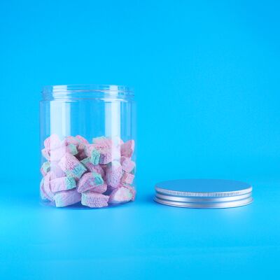 Clear PET Plastic Round Jar Packaging Nougat Macadamia Nut Shrimp Chips Screw Lid