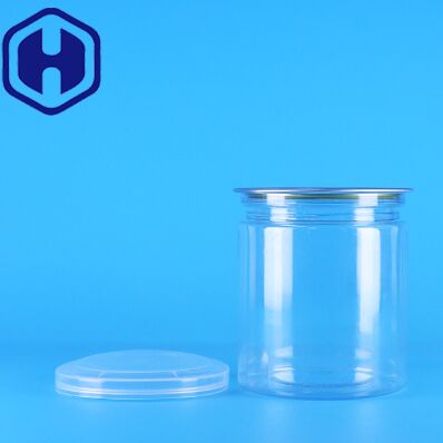 Sealable Transparent Round Baby Food Yellow Peach PET Plastic Cans Easy Open Lid