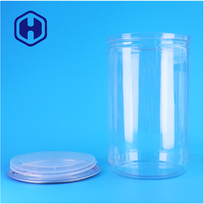 Round PET Clear Plastic Can With Aluminum Lid Spices Sugar Protein Powder Easy Pour