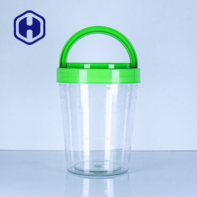 Plastic Transparent Wide Mouth Jar Handle Lid FSSC22000 EU Tested Round Snack Jar Manufacturer