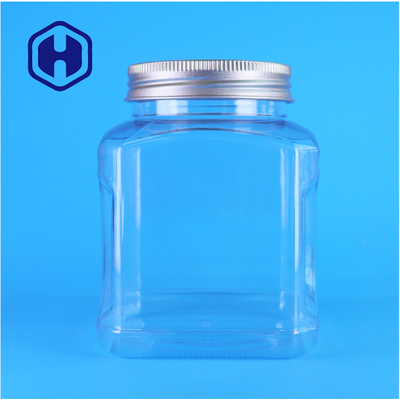 Food Grade Clear Square PET Jar Aluminum Lid For Cashew Packaging OEM Food Container Manufacturer