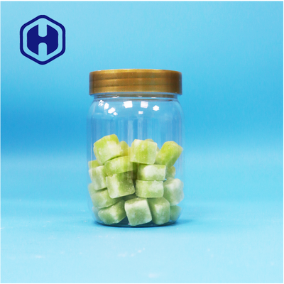 PET Clear Screw Brown Lid Food Grade Round Cylinder Lollipop Biscuits Plastic Jar