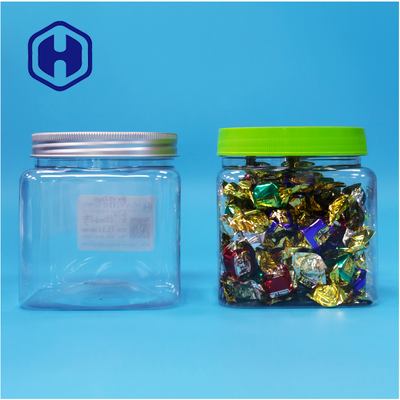 Airtight Square Transparent PET Plastic Jar Plastic Screw Lid Food Candy Cookies