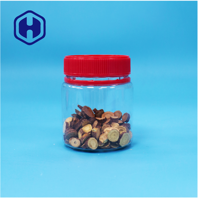 Small Empty Food Grade Screw Red Lid Clear Plastic PET Sweet Nuts Storage Jars