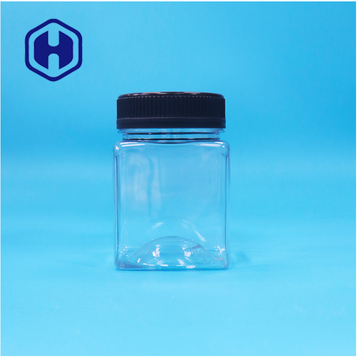Airtight Bpa Free Transparent Square Grip PET Plastic Candy Cookies Nut Packaging Jar
