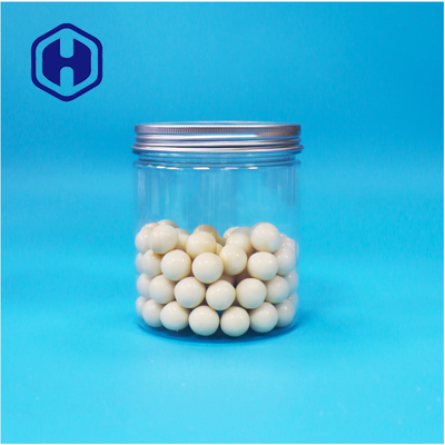 Transparent Round Wide Mouth Plastic PET Food Grade Candy Packing Jar Aluminum Lid