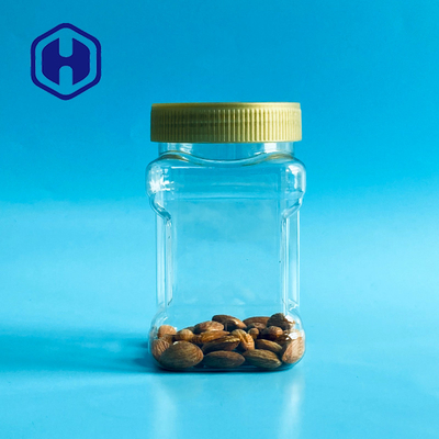 450ml 15oz Air Tight Cracker Nuts Clear Wide Mouth Food Square Plastic Grip Jars With Lid