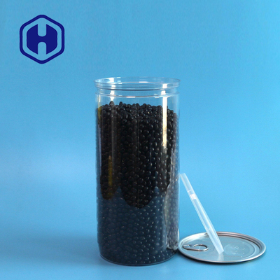 1450ml 49oz Clear Plastic Cans With Aluminum Easy Open Lid And Plastic Cap