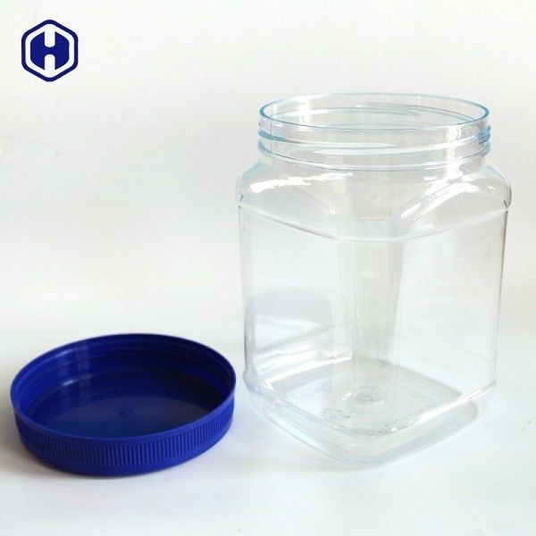 Transparent Square Wide Mouth Plastic Jars Sturdy Plastic Screw Top Jars