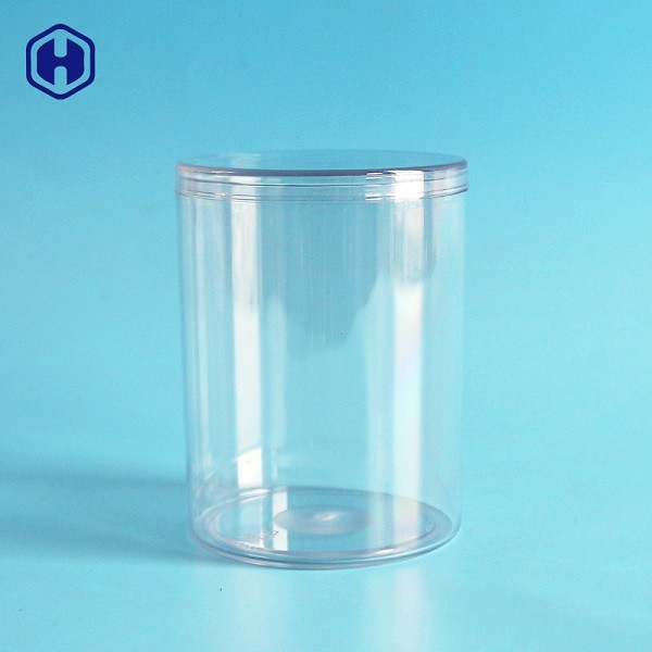 Round Food Packaging Plastic Containers Clear PET Plastic Cylinder Jar