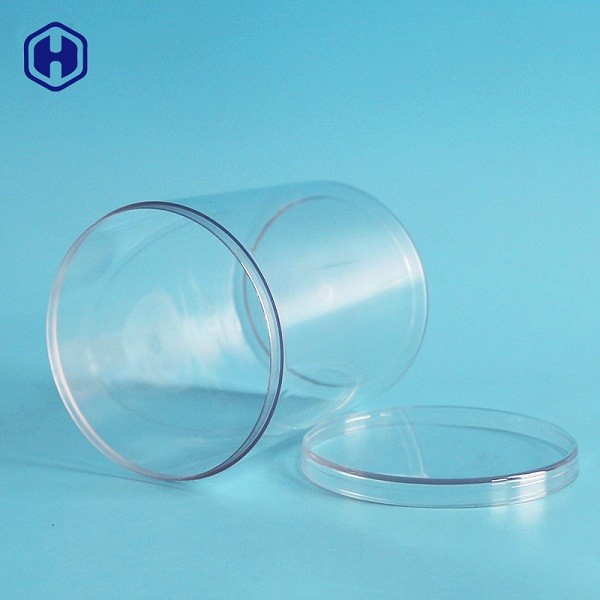 Round Food Packaging Plastic Containers Clear PET Plastic Cylinder Jar